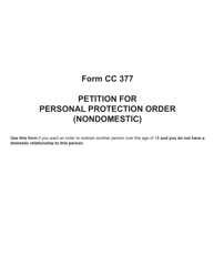 Form CC377 Petition for Personal Protection Order (Nondomestic) - Michigan