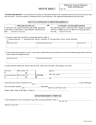Form CC377 Petition for Personal Protection Order (Nondomestic) - Michigan, Page 4