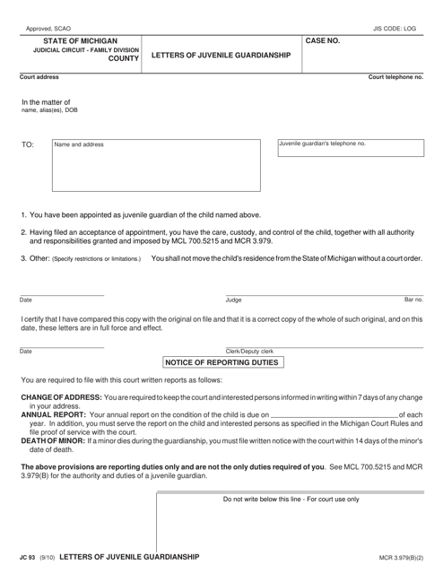 Form JC93  Printable Pdf