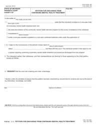 Document preview: Form PCM220 Petition for Discharge From Continuing Mental Health Treatment - Michigan