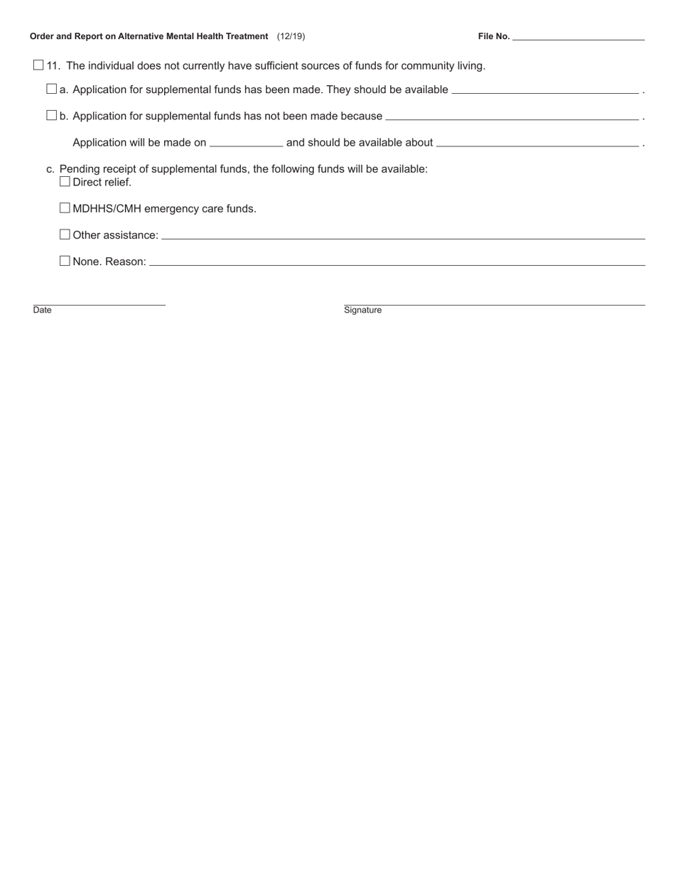 Form PCM216 Order and Report on Alternative Mental Health Treatment - Michigan, Page 3