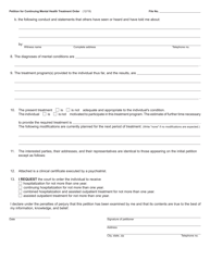 Form PCM218A Petition for Continuing Mental Health Treatment Order - Michigan, Page 2