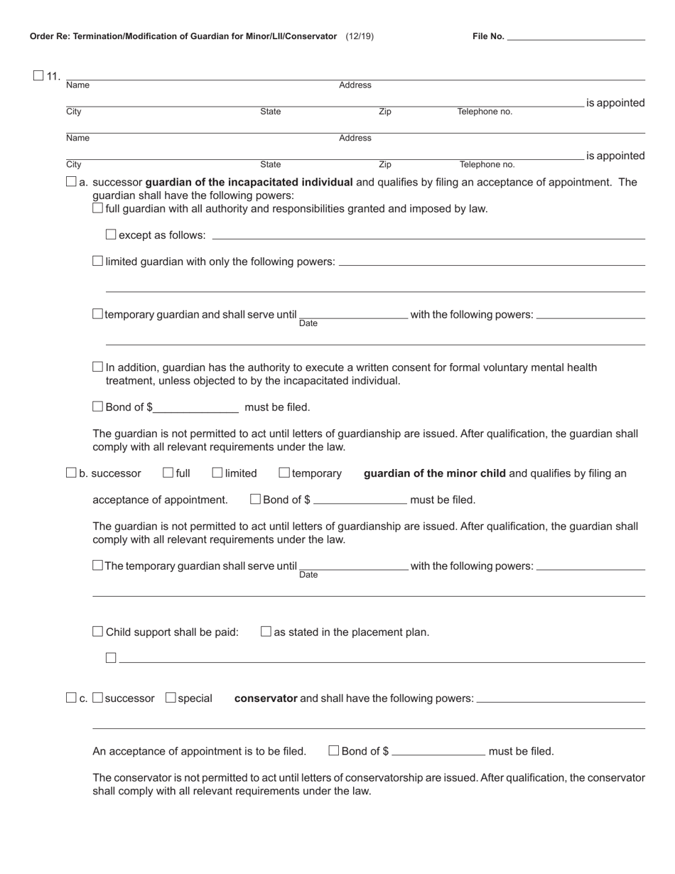 Form PC638A Order Regarding Termination / Modification of Guardian for Minor or Lii / Conservator - Michigan, Page 2