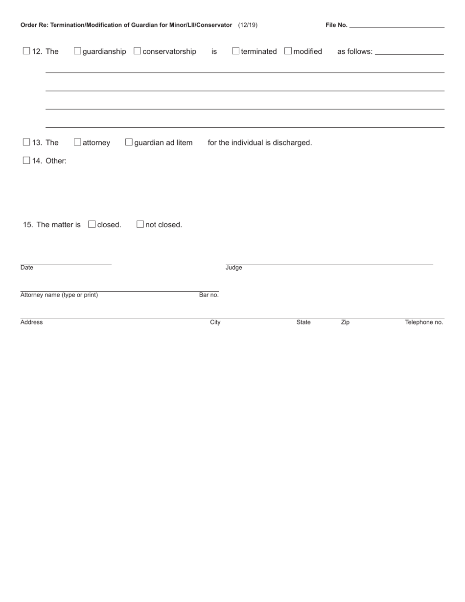 Form PC638A Order Regarding Termination / Modification of Guardian for Minor or Lii / Conservator - Michigan, Page 3