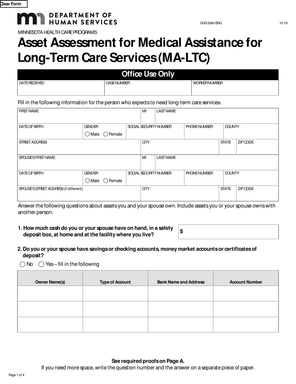Form DHS-3340-ENG Asset Assessment for Medical Assistance for Long-Term Care Services (Ma-Ltc) - Minnesota, Page 3