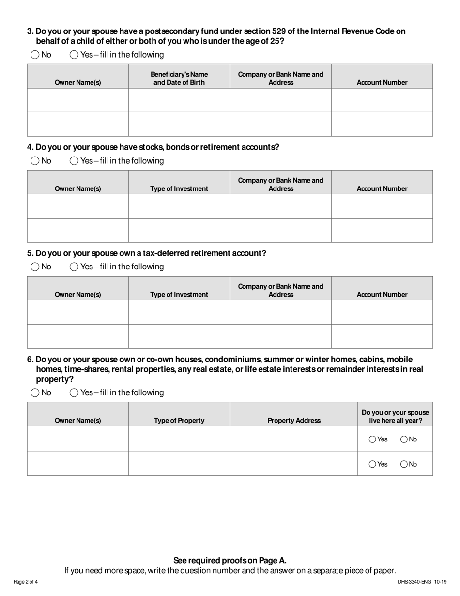Form DHS-3340-ENG Asset Assessment for Medical Assistance for Long-Term Care Services (Ma-Ltc) - Minnesota, Page 4
