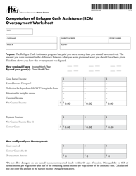 Document preview: Form DHS-2776D-ENG Computation of Refugee Cash Assistance (Rca) Overpayment Worksheet - Minnesota