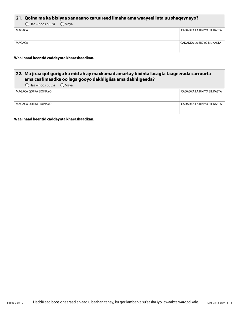 Form DHS-3418-SOM Minnesota Health Care Programs Renewal - Minnesota (Somali), Page 10