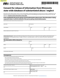 Document preview: Form DHS-7125-ENG Consent for Release of Information From Minnesota State-Wide Database of Substantiated Abuse / Neglect - Minnesota