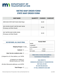 Document preview: Metro and State Map Order Form - Minnesota