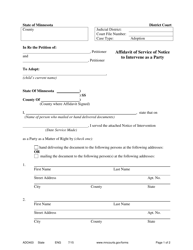 Form ADO403 Affidavit of Service of Notice to Intervene as a Party - Minnesota