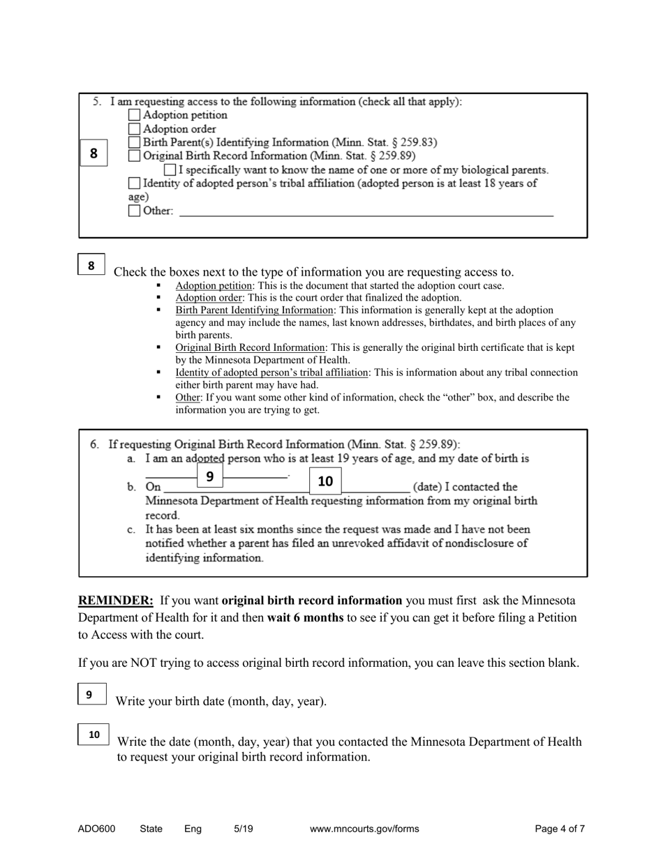 Instructions for Form ADO601, ADO602 - Minnesota, Page 4
