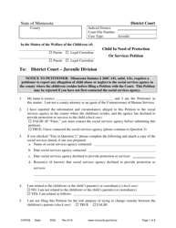 Document preview: Form CHP302 Child in Need of Protection or Services Petition - Minnesota