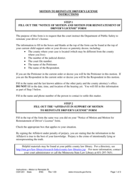 Document preview: Instructions for Form CSX1202 Notice of Motion and Motion for Reinstatement of Driver&#039;s License - Minnesota