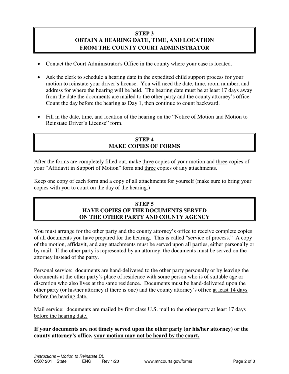 Download Instructions for Form CSX1202 Notice of Motion and Motion for ...