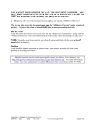 Instructions for Form CSX1402 Request for Continuance - Minnesota, Page 2