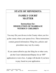 Document preview: Instructions for Form DIV402 Petition for Dissolution of Marriage Without Children - Minnesota