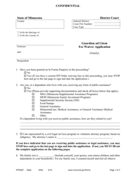 Document preview: Form IFP502F Guardian Ad Litem Fee Waiver Application (Family) - Minnesota