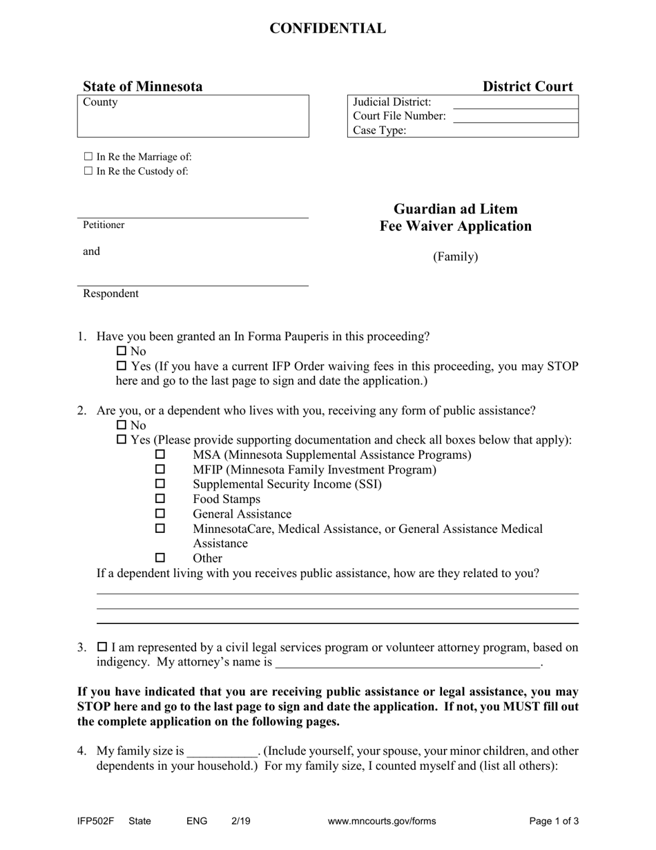 Form IFP502F Download Printable PDF or Fill Online Guardian Ad Litem