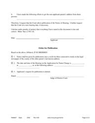 Form NAM207 Affidavit in Support of Order for Publication and Order for Publication (Minor Name Change) - Minnesota, Page 2