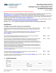 Form AQ4-17 Woodworking Facility Exempt Source Notification Form - Minnesota