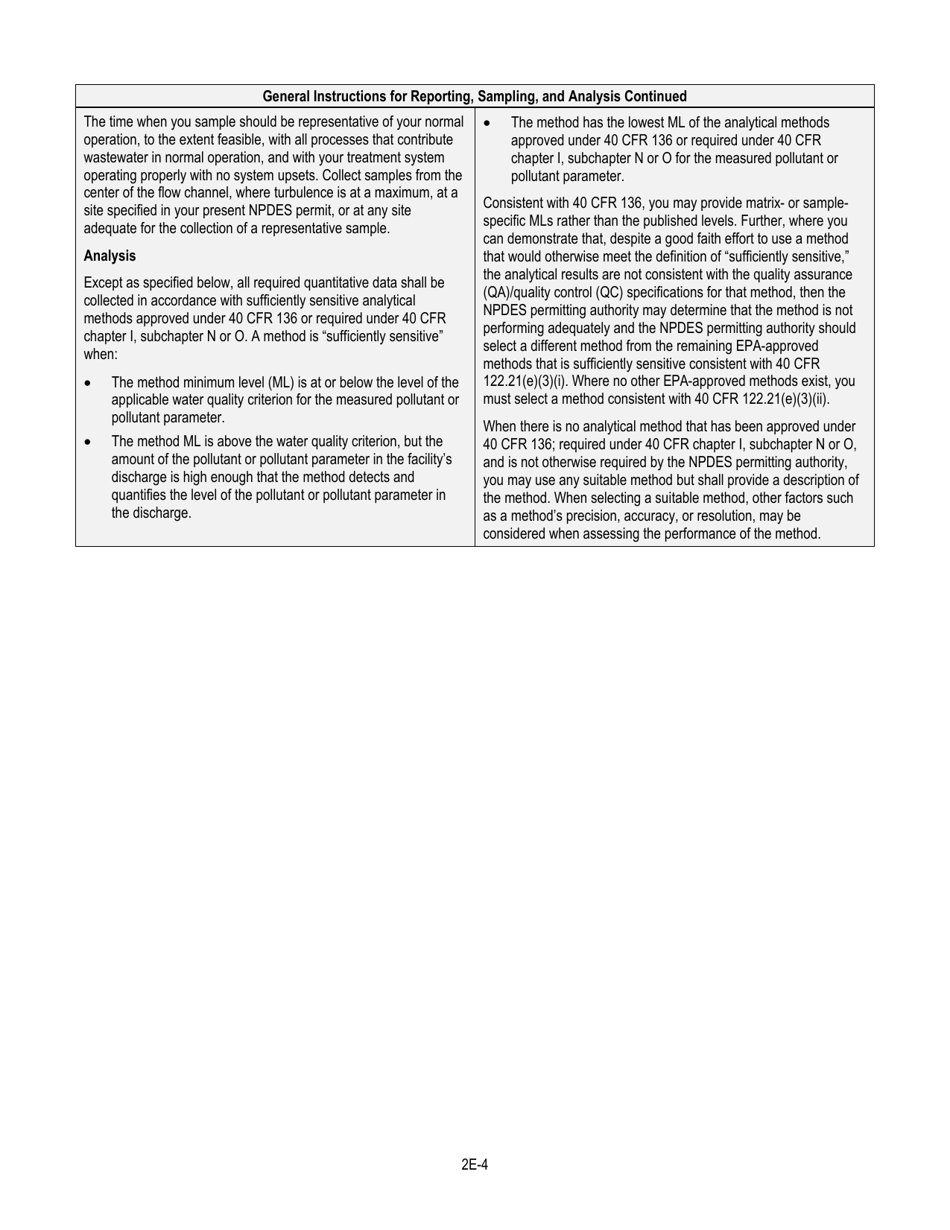 NPDES Form 2E (EPA Form 3510-2E) Application for Npdes Permit to Discharge Wastewater - Manufacturing, Commercial, Mining, and Silvicultural Facilities Which Discharge Only Nonprocess Wastewater, Page 6