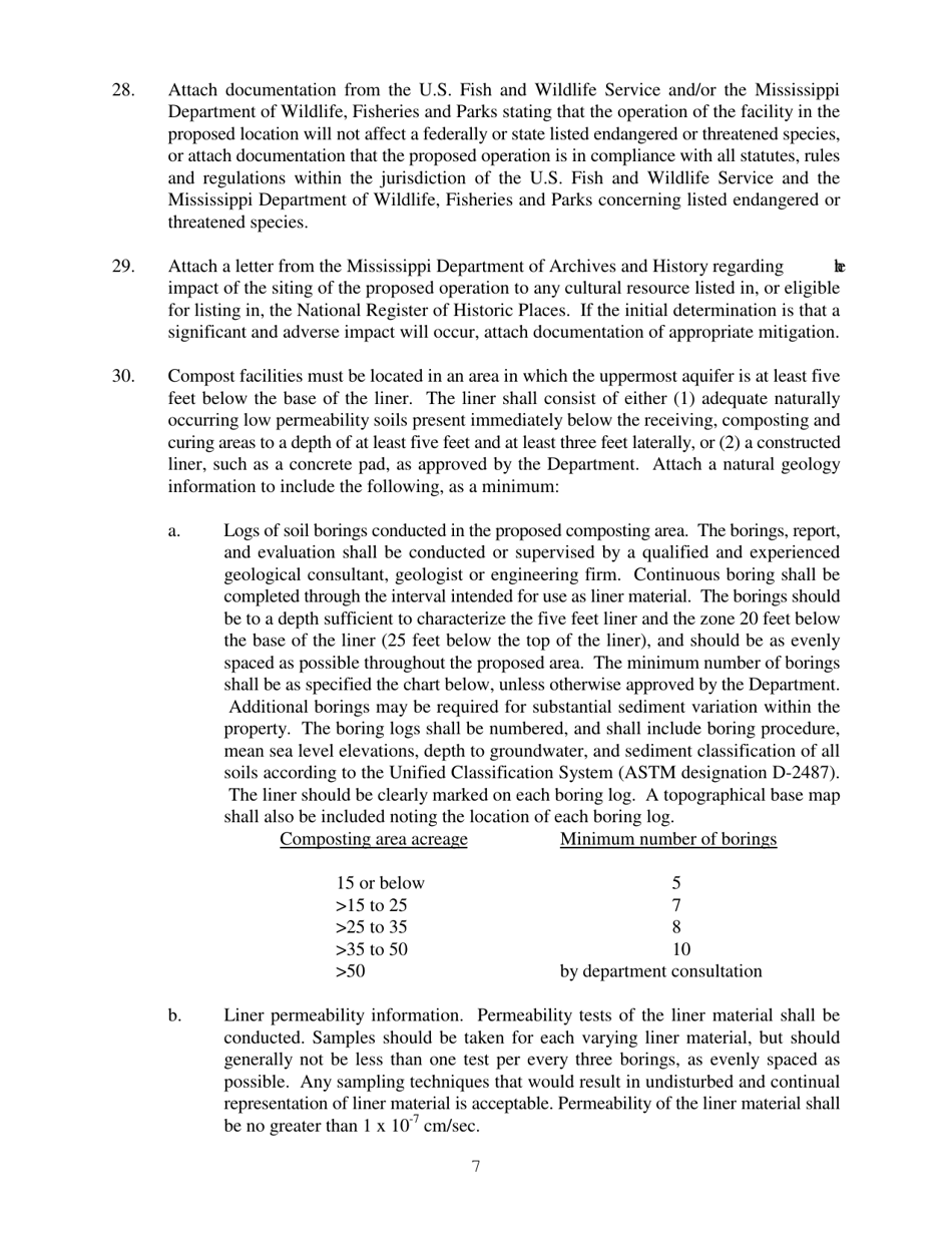 Form C-2 Application for an Individual Permit to Operate a Composting Facility Which Will Compost Household Garbage and / or Wastewater Sludge or Other Solid Wastes, as Approved by the Department - Mississippi, Page 7