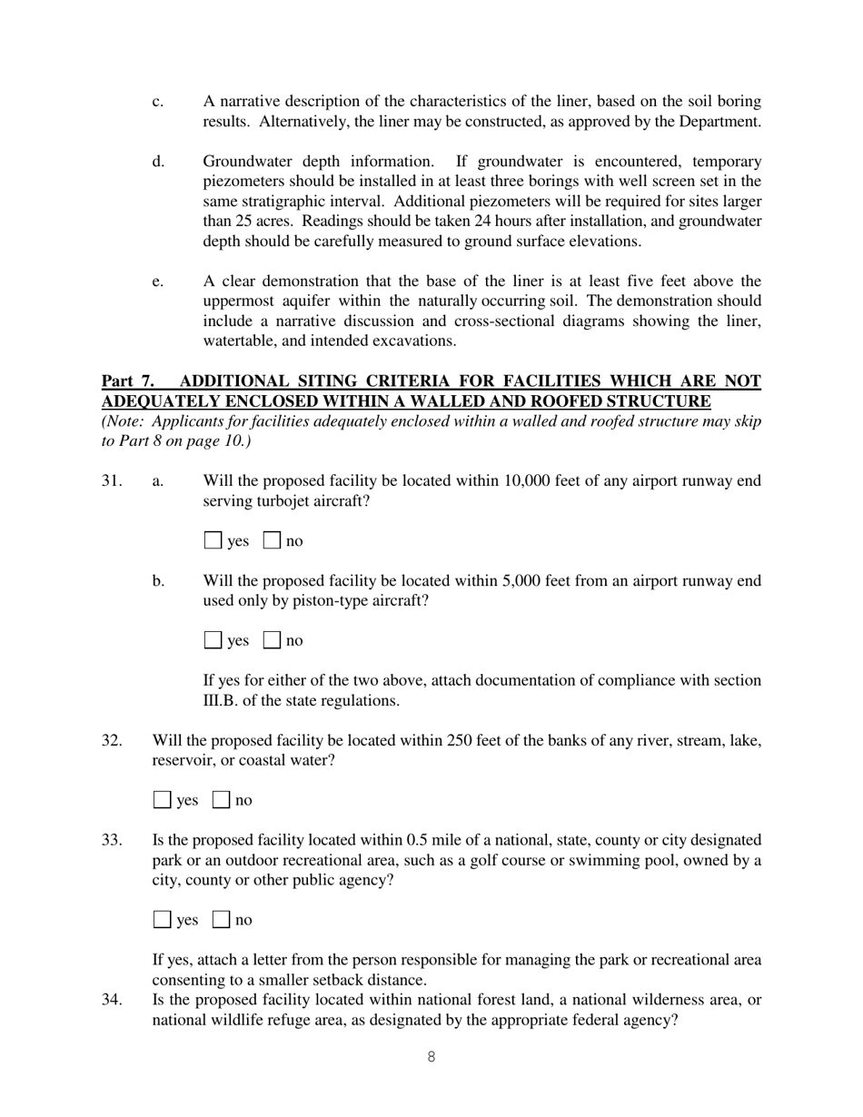 Form C-2 Application for an Individual Permit to Operate a Composting Facility Which Will Compost Household Garbage and / or Wastewater Sludge or Other Solid Wastes, as Approved by the Department - Mississippi, Page 8