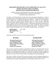 Document preview: Form LA-1 Application for a Permit to Operate a Land Application Facility Which Will Land Apply Municipal Wastewater Sludges Only - Mississippi