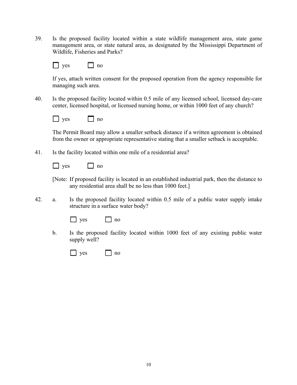 Form LA-1 Application for a Permit to Operate a Land Application Facility Which Will Land Apply Municipal Wastewater Sludges Only - Mississippi, Page 10