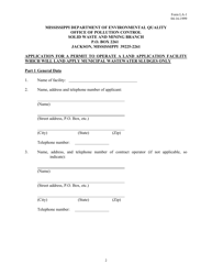 Form LA-1 Application for a Permit to Operate a Land Application Facility Which Will Land Apply Municipal Wastewater Sludges Only - Mississippi, Page 2