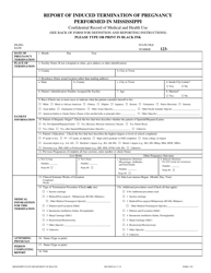 Form 550 &quot;Report of Induced Termination of Pregnancy Performed in Mississippi&quot; - Mississippi