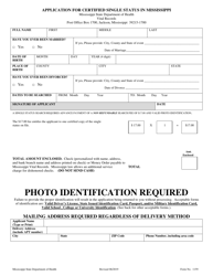 Document preview: Form 1159 Application for Certified Single Status in Mississippi - Mississippi