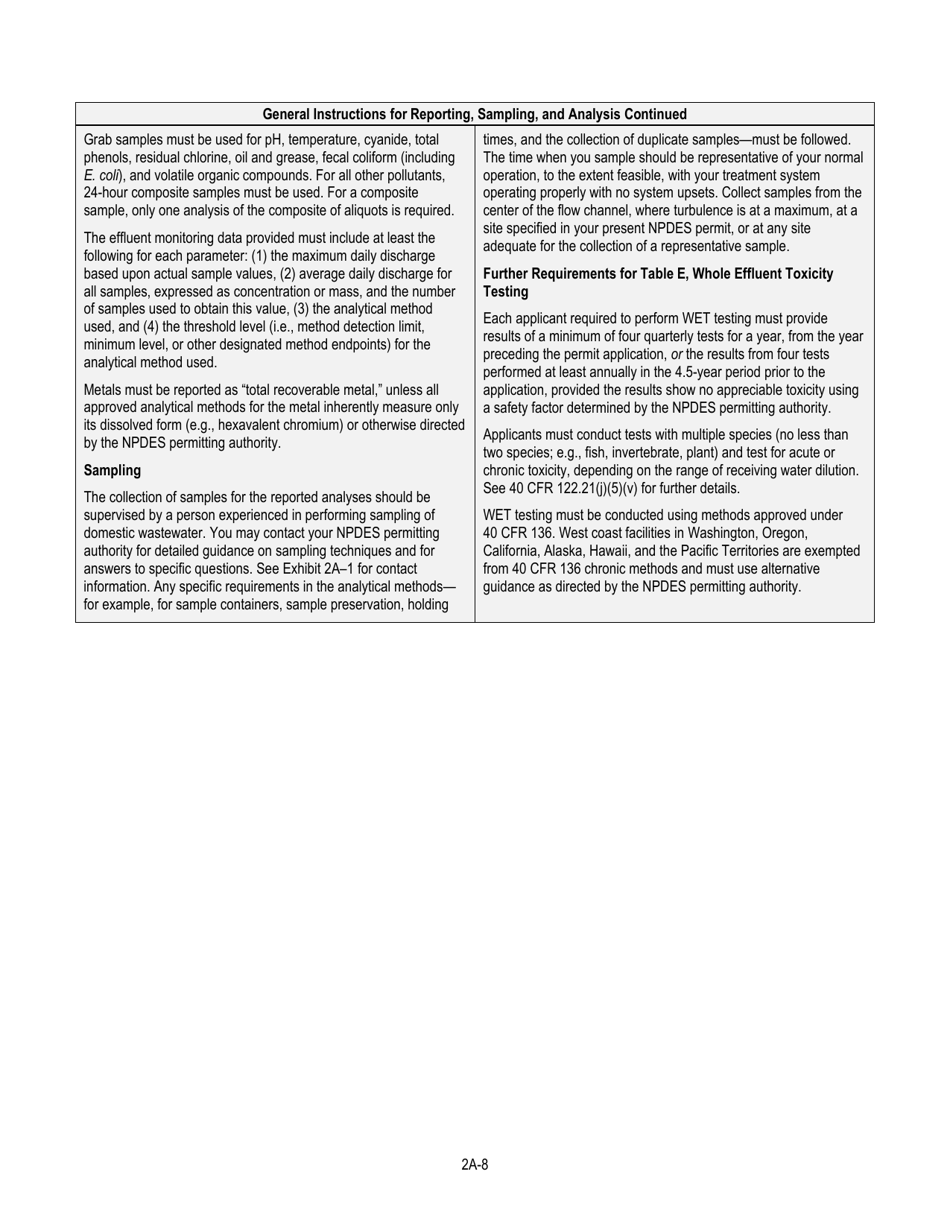 NPDES Form 2A (EPA Form 3510-2A) Application for Npdes Permit to Discharge Wastewater - New and Existing Publicly Owned Treatment Works, Page 10
