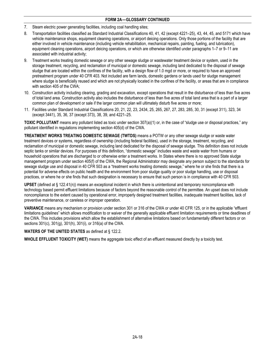 NPDES Form 2A (EPA Form 3510-2A) Application for Npdes Permit to Discharge Wastewater - New and Existing Publicly Owned Treatment Works, Page 20