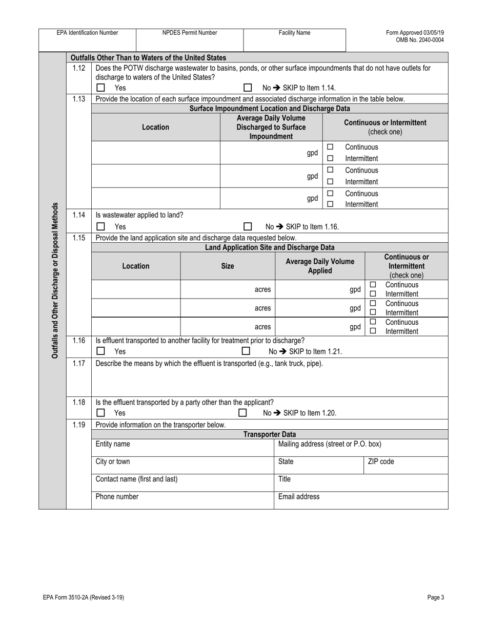NPDES Form 2A (EPA Form 3510-2A) Application for Npdes Permit to Discharge Wastewater - New and Existing Publicly Owned Treatment Works, Page 23