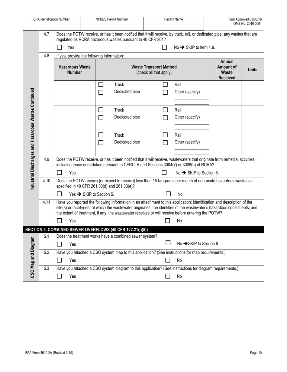 NPDES Form 2A (EPA Form 3510-2A) Application for Npdes Permit to Discharge Wastewater - New and Existing Publicly Owned Treatment Works, Page 30