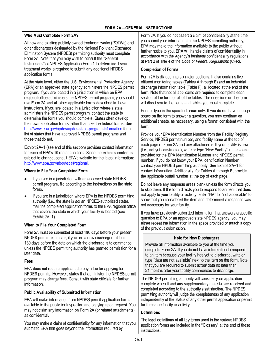 NPDES Form 2A (EPA Form 3510-2A) Application for Npdes Permit to Discharge Wastewater - New and Existing Publicly Owned Treatment Works, Page 3