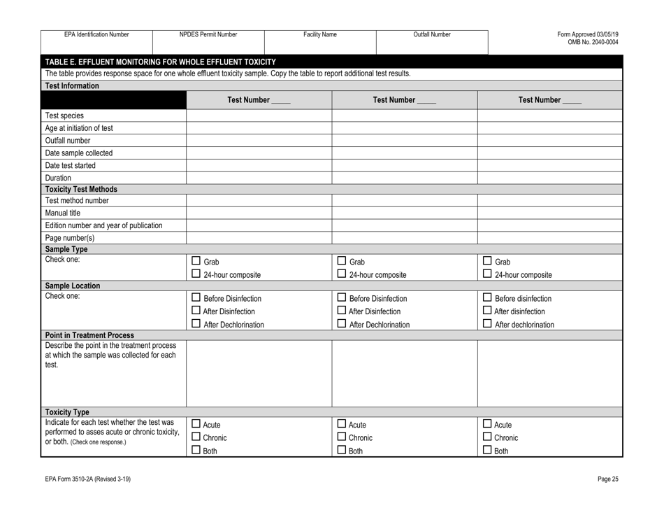 NPDES Form 2A (EPA Form 3510-2A) Application for Npdes Permit to Discharge Wastewater - New and Existing Publicly Owned Treatment Works, Page 45