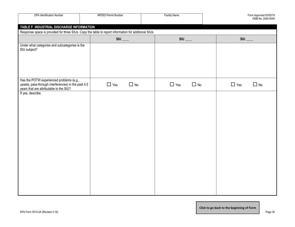 NPDES Form 2A (EPA Form 3510-2A) Application for Npdes Permit to Discharge Wastewater - New and Existing Publicly Owned Treatment Works, Page 50