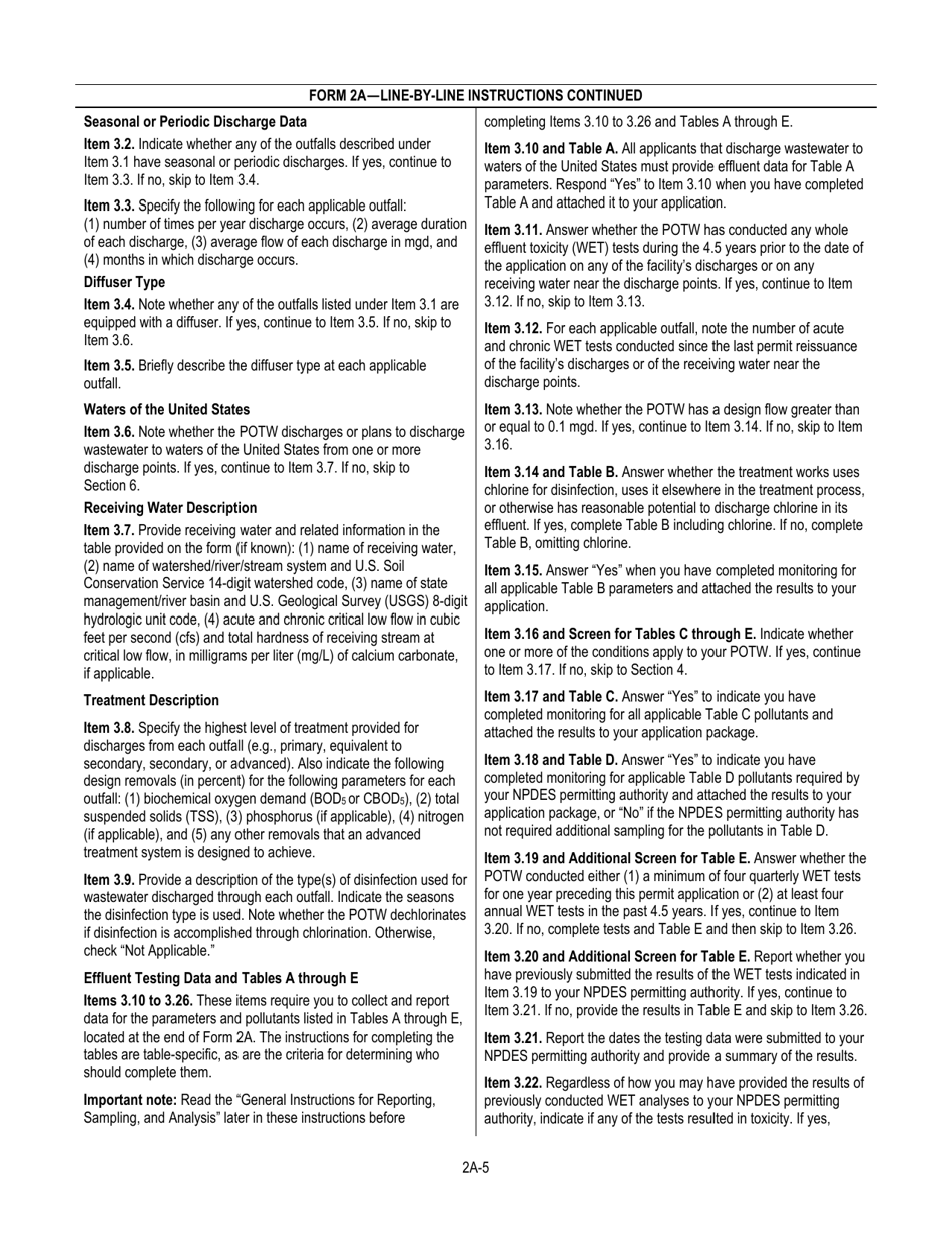 NPDES Form 2A (EPA Form 3510-2A) Application for Npdes Permit to Discharge Wastewater - New and Existing Publicly Owned Treatment Works, Page 7