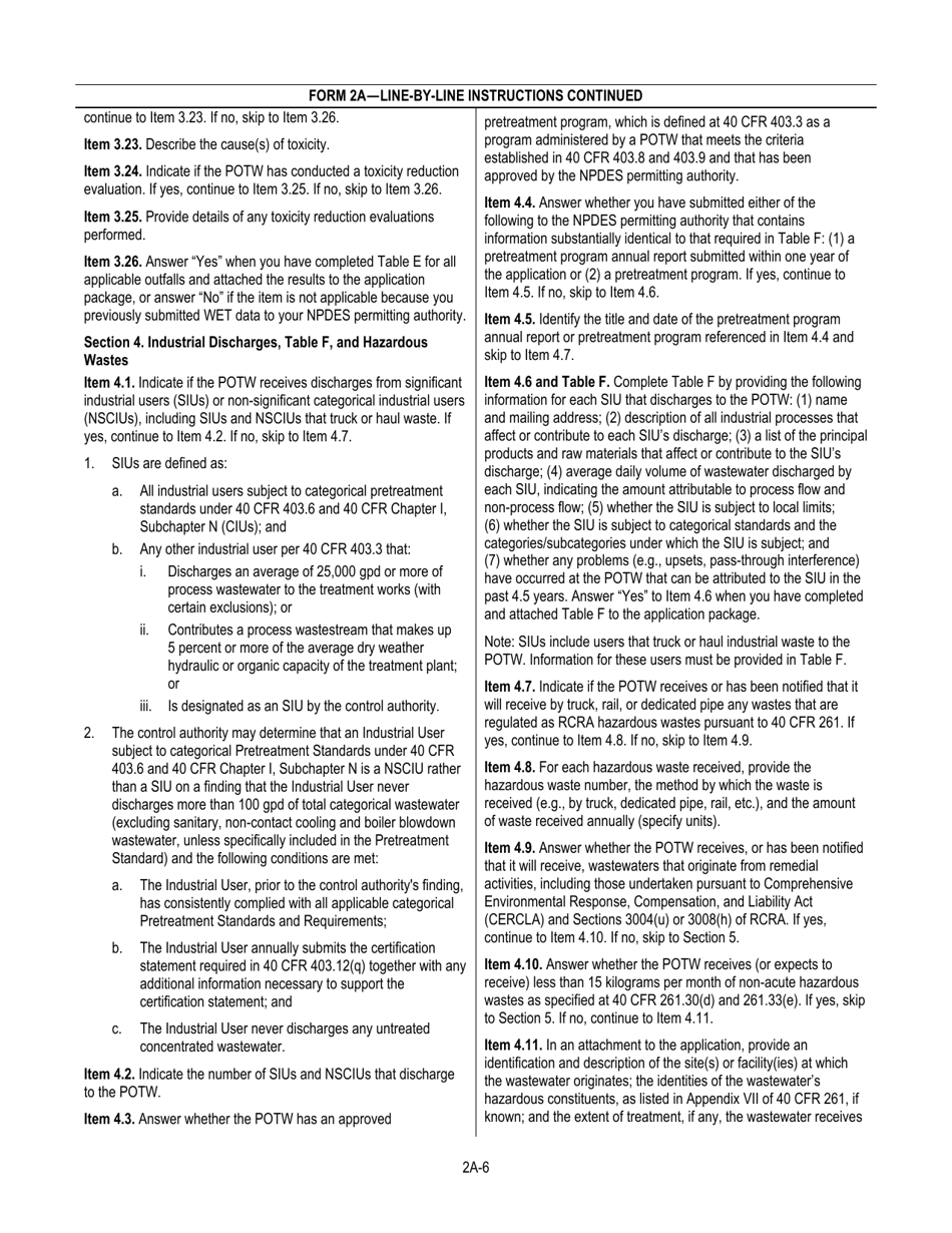 NPDES Form 2A (EPA Form 3510-2A) Application for Npdes Permit to Discharge Wastewater - New and Existing Publicly Owned Treatment Works, Page 8