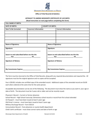 Form 1126 &quot;Affidavit to Amend Mississippi Certificate of Live Birth&quot; - Mississippi