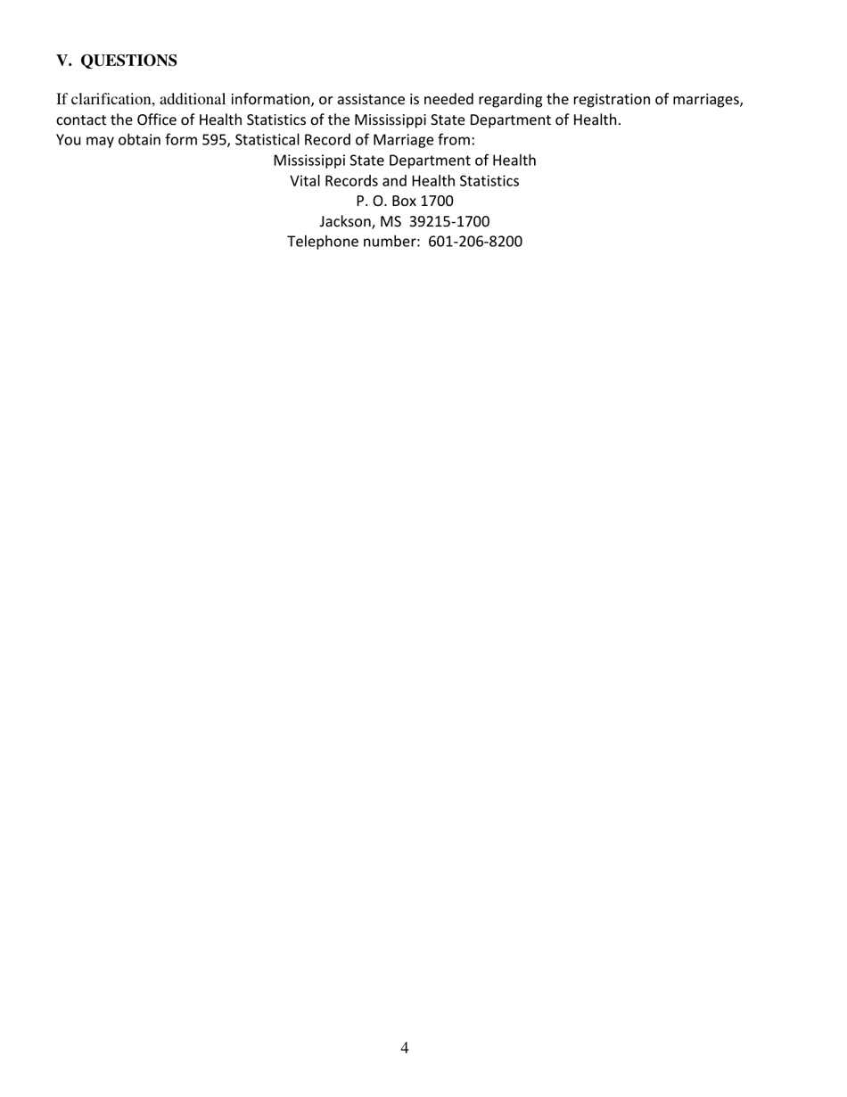 Form 595 Statistical Record of Marriage - Mississippi, Page 5