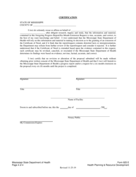 Form 825E Appendix G Certificate of Need (Con) Progress Report / Six-Month Extension Request - Mississippi, Page 4