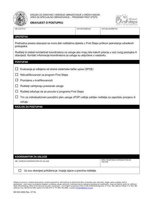 Form MO500-3028 Notice of Action - Missouri (Bosnian)