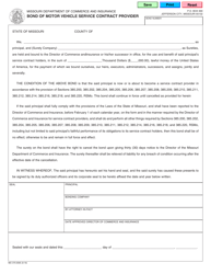 Document preview: Form MO375-0595 Bond of Motor Vehicle Service Contract Provider - Missouri