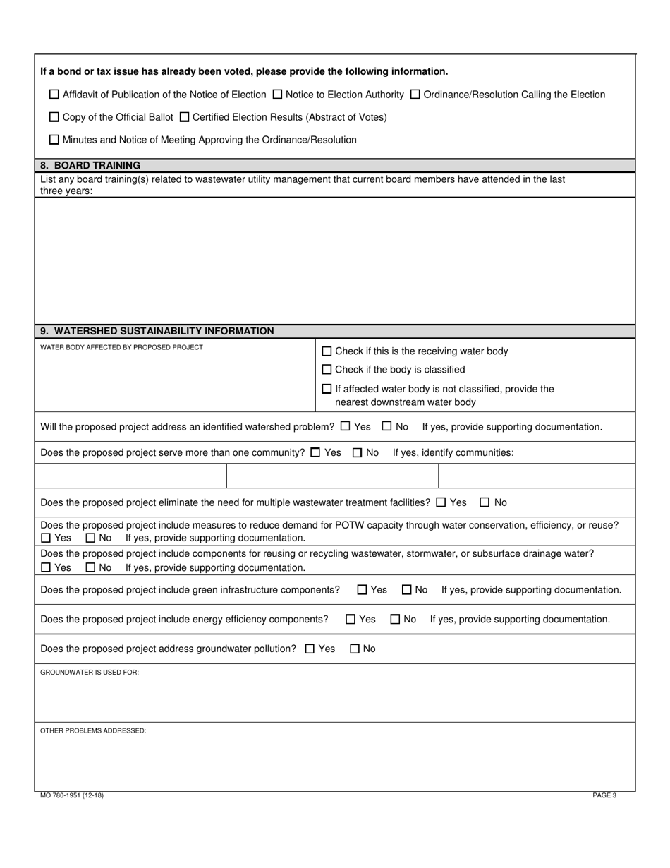 Form MO780-1951 Clean Water State Revolving Fund Loan Application - Missouri, Page 3