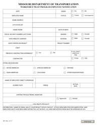 Form WT-1 &quot;Workforce Pilot Program Employee Notification&quot; - Missouri