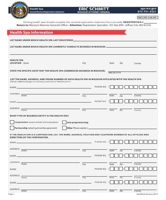 Missouri Health SPA Annual Renewal Registration Statement Download
